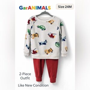 GarANIMALS 2-Piece Toddler Outfit Set | Cars & Helicopters | 24M